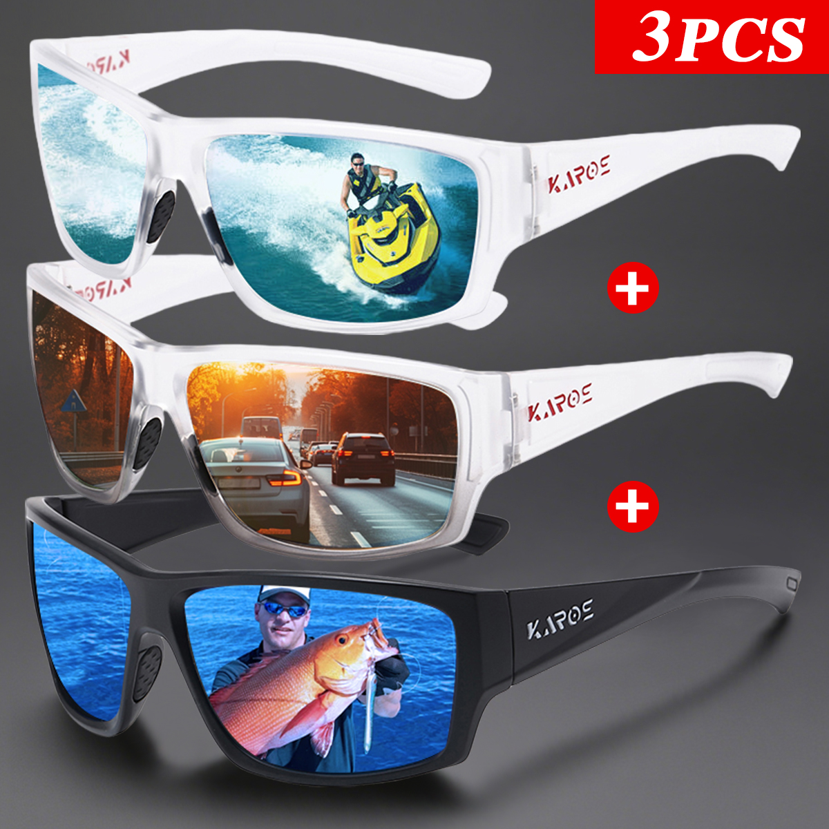 3Pcs/Set Karos Polarized Sungl - Fishing Sunglasses Polarized review and price