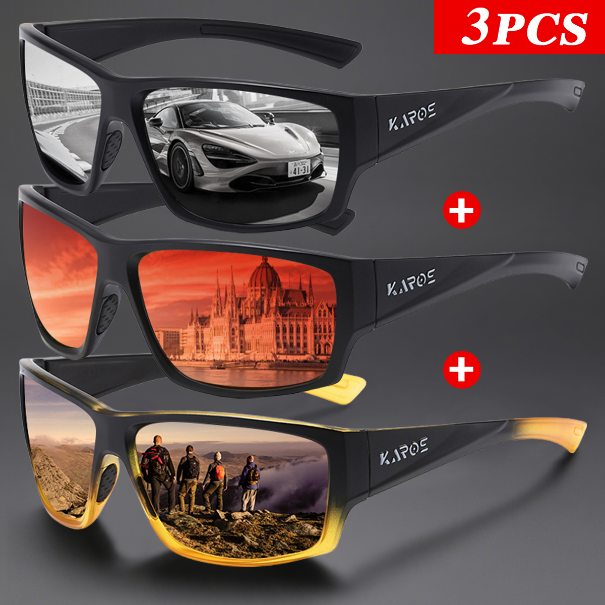 3Pcs/Set Karos Polarized Sungl - Fishing Sunglasses Polarized review and price